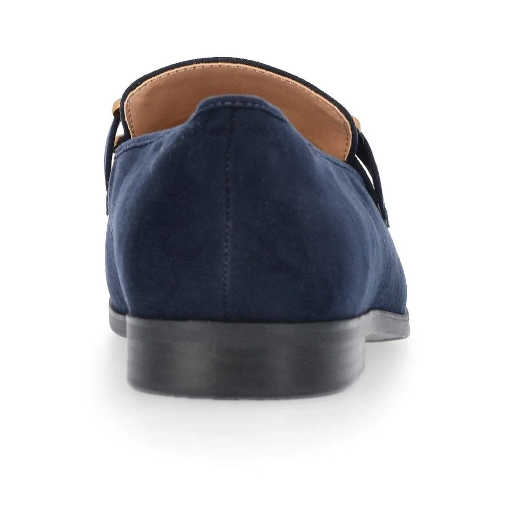 Time and Tru Womens Size 9 Navy Blue Faux Microsuede Buckle Loafers NEW